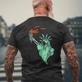 Face Gas Mask Statue Of Liberty Freedom Political Humor Men's T-shirt Back Print Gifts for Old Men