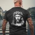 Face Of Jesus Christ Crown Of Thorns Catholic Faith Men's T-shirt Back Print Gifts for Old Men