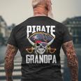Family Skull Pirate Grandpa Jolly Roger Crossbones Flag Men's T-shirt Back Print Gifts for Old Men