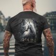 Fantasy White Unicorn Standing In A Forest Men's T-shirt Back Print Gifts for Old Men