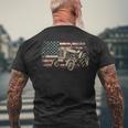 Farm Tractor Proud Farmer Patriotic American Flag Tractor Men's T-shirt Back Print Gifts for Old Men