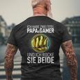 Father's Day Dad Ich Habe Zwei Titel Papa Und Gamer T-Shirt mit Rückendruck Geschenke für alte Männer