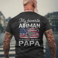My Favorite Airman Calls Me Papa Proud Us Air Force Papa Men's T-shirt Back Print Gifts for Old Men