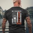 My Favorite Bowler Calls Me Dad Usa Flag Father's Day Mens Back Print T-shirt Gifts for Old Men