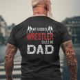 My Favorite Wrestler Calls Me Dad Mens Back Print T-shirt Gifts for Old Men