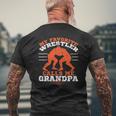 My Favorite Wrestler Calls Me Grandpa Wrestling Competition Mens Back Print T-shirt Gifts for Old Men