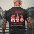 In February We Wear Red Three Gnomes Heart Disease Awareness Men's T-shirt Back Print Gifts for Old Men