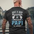 Fête Des Grands-Pères Meilleur Papi Super Papy T-shirt imprimé au dos Cadeaux pour les vieillards