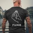 Ficko Hand Sign Gesture Football Fans T-Shirt mit Rückendruck Geschenke für alte Männer