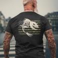 Fish Bones Skeleton Camo Us American Flag Camouflage Fishing Men's T-shirt Back Print Gifts for Old Men