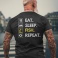 Fisher Eat Sleep Fish Repeat Fishing Fisherman Fish Men's T-shirt Back Print Gifts for Old Men