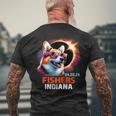 Fishers Indiana Total Solar Eclipse 2024 Corgi Dog Men's T-shirt Back Print Gifts for Old Men