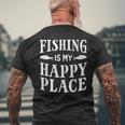 Fishing Is My Happy Place Fisherman Vintage Look Men's T-shirt Back Print Gifts for Old Men