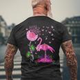 Flamingo Faith Hope Love Pink Pumpkin Ribbon Breast Cancer Men's T-shirt Back Print Gifts for Old Men