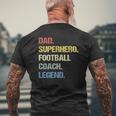 Football Coach Dad Superhero Football Coach Legend Mens Back Print T-shirt Gifts for Old Men