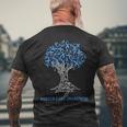 Foster Care Awareness Tree Ribbon Blue Men's T-shirt Back Print Gifts for Old Men