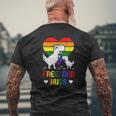 Free Dad Hugs Dinosaur Trex Dino Lgbtq Pride Rex Rainbow Mens Back Print T-shirt Gifts for Old Men