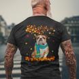 Fun English Bulldog Thanksgiving Autumn Dog Lover Mens Back Print T-shirt Gifts for Old Men