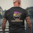 Funky Monster Gesicht Kurzärmliges Herren-T-Kurzärmliges Herren-T-Shirt Schwarz mit Farbakzenten Geschenke für alte Männer