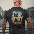 Funky Vintage Retro Cat Silhouette Black T-Shirt mit Rückendruck Geschenke für alte Männer