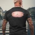 Dad Fat Belly Realistic Hilarious Costume Essential Mens Back Print T-shirt Gifts for Old Men