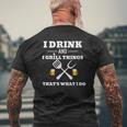 Drink Beer Grill Dad Father's Day Tee Mens Back Print T-shirt Gifts for Old Men