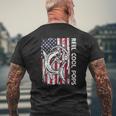Fishing Grandpa Vintage American Flag Reel Cool Pops Mens Back Print T-shirt Gifts for Old Men