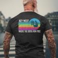 Key West Rooster Where The Cocks Run Free Men's T-shirt Back Print Gifts for Old Men
