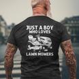 Lawn Mowing Boys Kids Lawn Mower Farm Gardening Mens Back Print T-shirt Gifts for Old Men