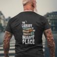 Library Reading Book Lover Mens Back Print T-shirt Gifts for Old Men