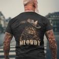 Meowdy Cat Cute Animal Adorable Cowboy Cats Kitten Men's T-shirt Back Print Gifts for Old Men