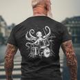 Octopus Playing Drums Drummer Musician Band Drumming Men's T-shirt Back Print Gifts for Old Men