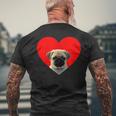 Pug Lover Dog Love Red Heart Father's Day Men's T-shirt Back Print Gifts for Old Men
