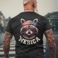 Raccoon 4Th Of July American Flag Patriotic Raccoon Men's T-shirt Back Print Gifts for Old Men