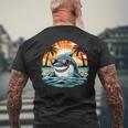 Retro Shark In Sunglasses 70S 80S 90S Cool Ocean Shark Men's T-shirt Back Print Gifts for Old Men