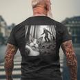 Surprised Scared Cat Selfie With Sasquatsch Bigfoot Men's T-shirt Back Print Gifts for Old Men