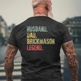 Vintage Husband Dad Brick Mason Legend Retro Mens Back Print T-shirt Gifts for Old Men