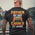 Gamer Dad Sayings Gaming Father By Day Gamer By Night Mens Back Print T-shirt Gifts for Old Men
