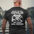 Gamer Reichet Mir Den Controller Der König Will Zocken T-Shirt mit Rückendruck Geschenke für alte Männer