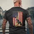 German Shepherd American Flag Independence 4Th Of July Men's T-shirt Back Print Gifts for Old Men