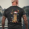German Shepherd Christmas Reindeer Christmas Lights Pajama Mens Back Print T-shirt Gifts for Old Men