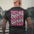 Girl Retro Taylor First Name Personalized Birthday Groovy Men's T-shirt Back Print Gifts for Old Men