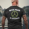 Give Peas A Chance Pun Vegan Vegetarian Men's T-shirt Back Print Gifts for Old Men