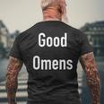 Good Omens Schwarz Kurzärmliges Herren-T-Kurzärmliges Herren-T-Shirt mit Weißer Schrift Unisex, Engel & Dämon Design Geschenke für alte Männer