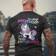 Graduation 2024 Goodbye Preschool Hello Kindergarten Unicorn Men's T-shirt Back Print Gifts for Old Men