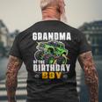 Grandma Of The Birthday Boy Monster Truck Birthday Family Men's T-shirt Back Print Gifts for Old Men