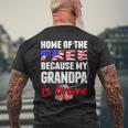 My Grandpa Is Brave Home Of The Free Proud Army Grandchild Men's T-shirt Back Print Gifts for Old Men