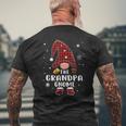 Grandpa Gnome Buffalo Plaid Matching Family Christmas Pajama Mens Back Print T-shirt Gifts for Old Men