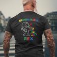Grandpasaurus Autism Awareness Grandpa Dinosaur Grandfather Mens Back Print T-shirt Gifts for Old Men