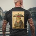 Grumpy Frog Unimpressed Toad Vintage Japanese Aesthetic Men's T-shirt Back Print Gifts for Old Men
